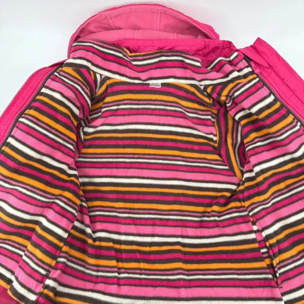 New OshKosh B'gosh‎ 4-in-1 Systems Jacket Girls Size 7 Pink Striped Fleece Liner